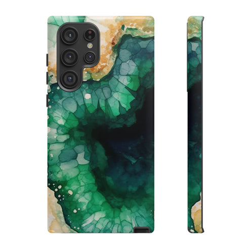 Green Geode in Watercolor - Impact Resistant Phone Case Samsung Galaxy S22 Ultra Glossy